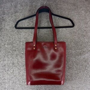 Vintage King Ranch Leather Bucket Hobo Satchel Tote Bag Purse Red Collectible